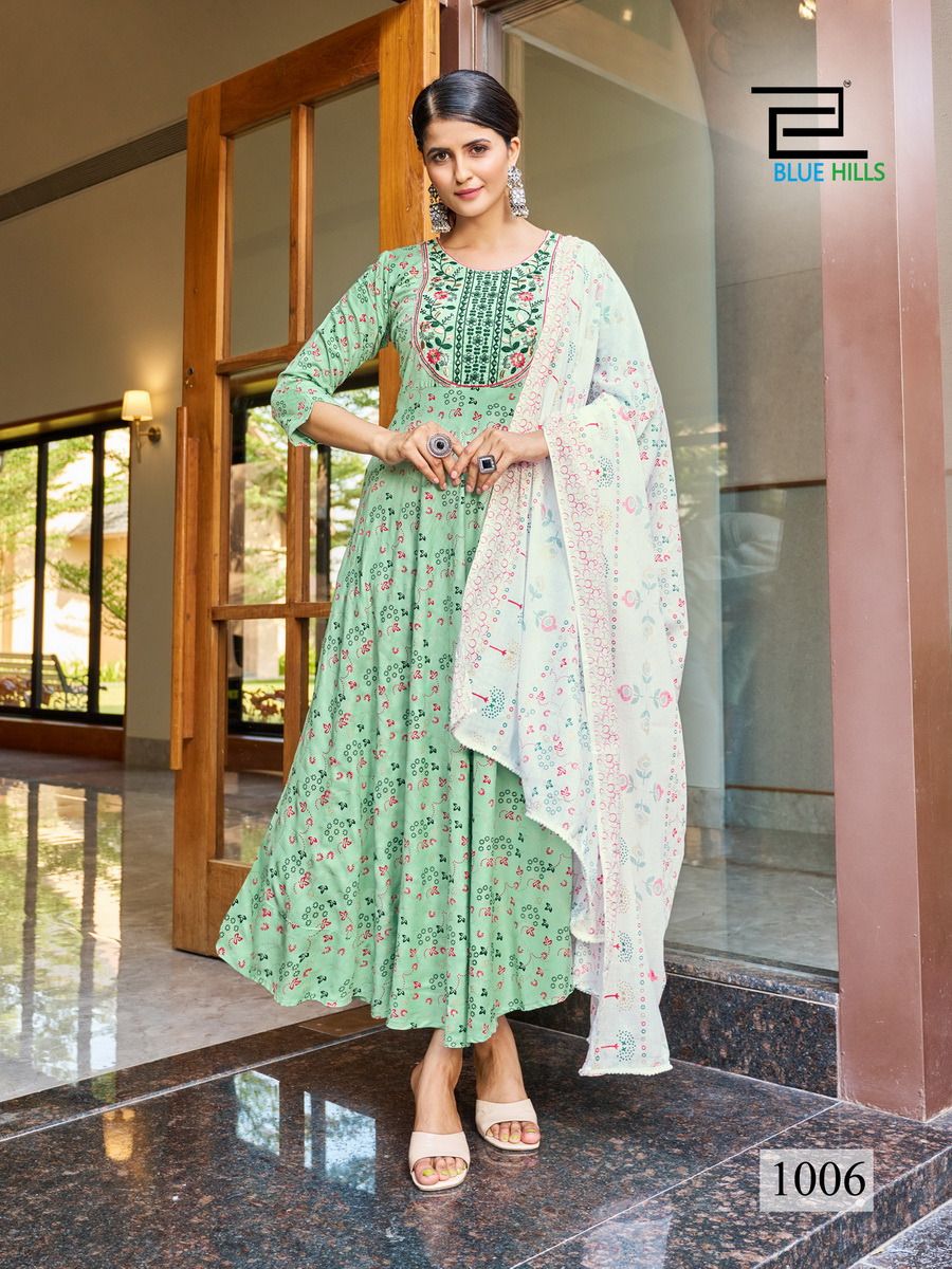 Kohinoor By Blue Hills Rayon Printed Kurti With Dupatta Catalog